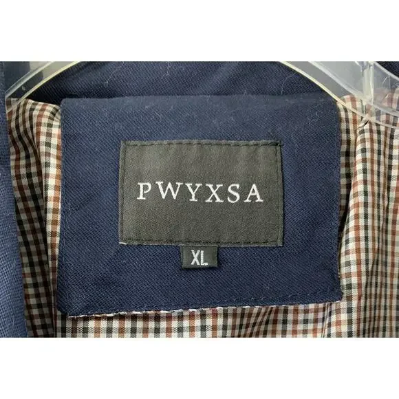 PWYXSA Jacket Mens XL Navy Blue Button Up Lightweight Coat Lined - Picture 3 of 15